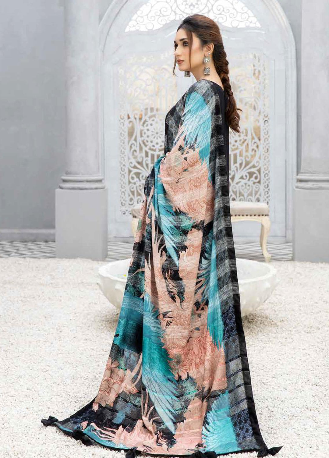 Tehzeeb By Riaz Arts Embroidered Leather Peach Suits Unstitched 3 Piece RA22TL5 TL-121 - Winter Collection