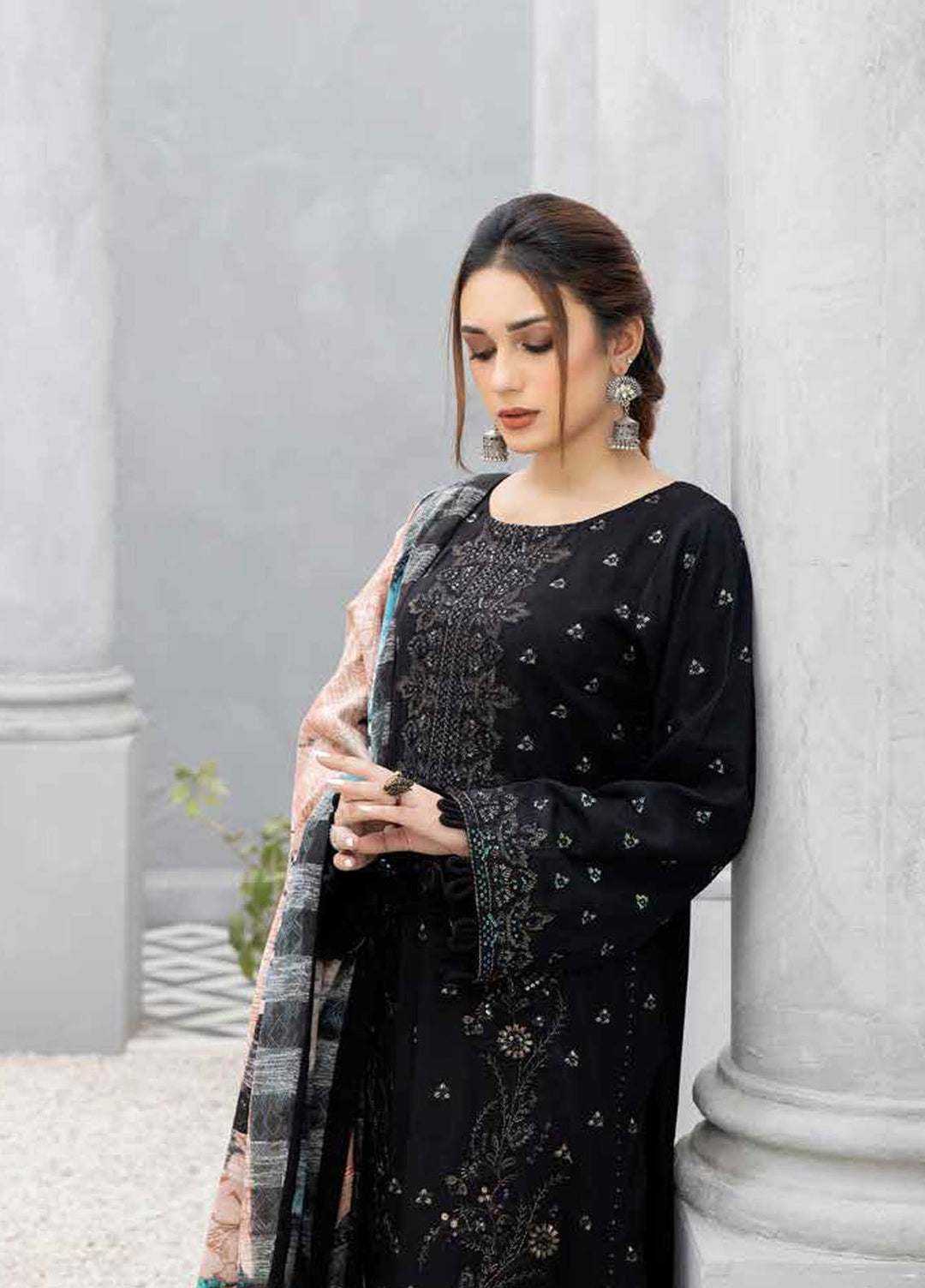 Tehzeeb By Riaz Arts Embroidered Leather Peach Suits Unstitched 3 Piece RA22TL5 TL-121 - Winter Collection