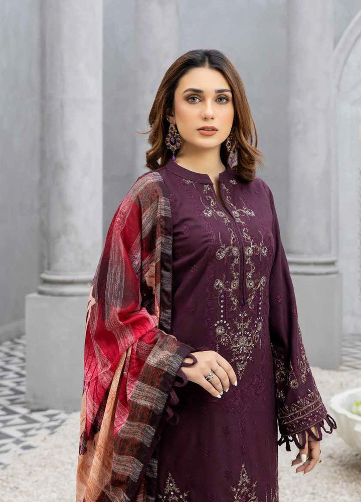 Tehzeeb By Riaz Arts Embroidered Leather Peach Suits Unstitched 3 Piece RA22TL5 TL-125 - Winter Collection