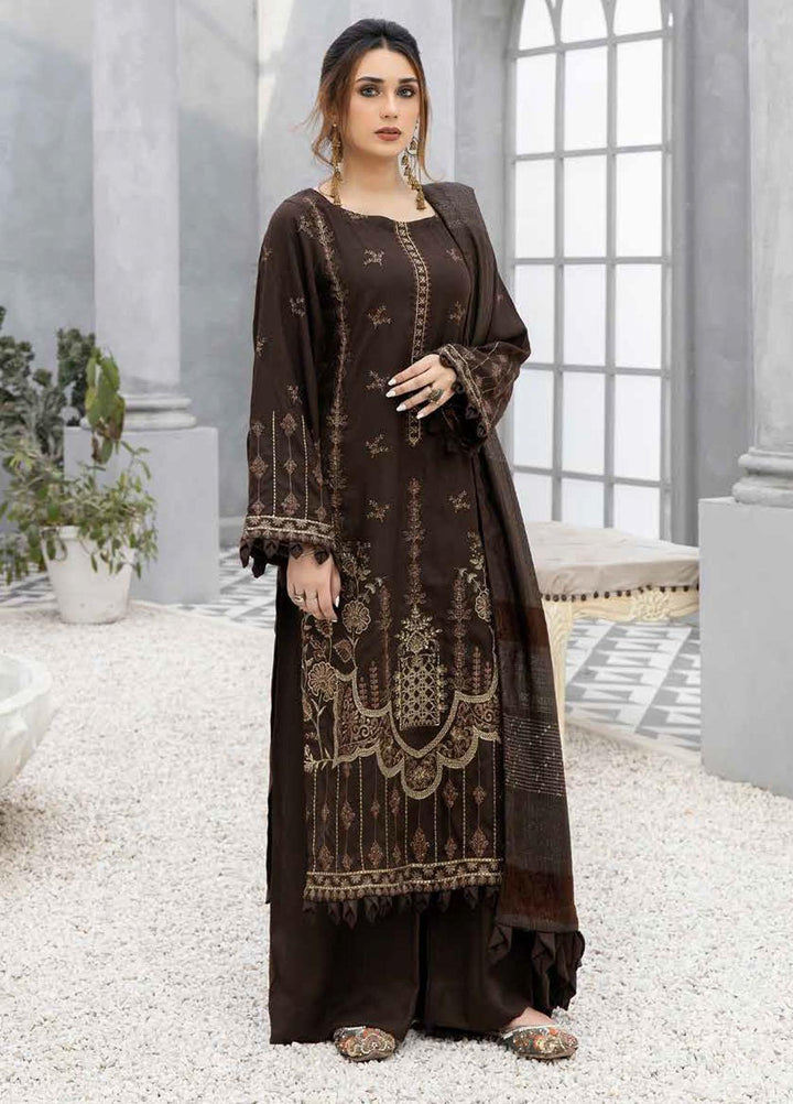 Tehzeeb By Riaz Arts Embroidered Leather Peach Suits Unstitched 3 Piece RA22TL5 TL-130 - Winter Collection