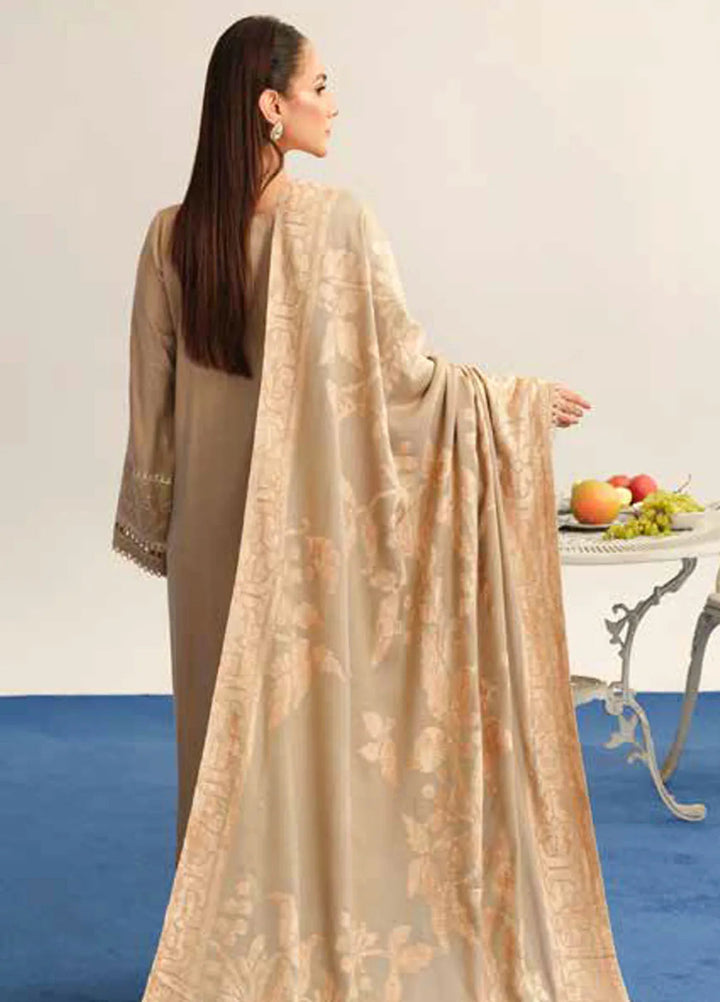 Tehzeeb By Riaz Arts Embroidered Leather Peach Suit Unstitched 3 Piece RA24EW TL-328 - Winter Collection