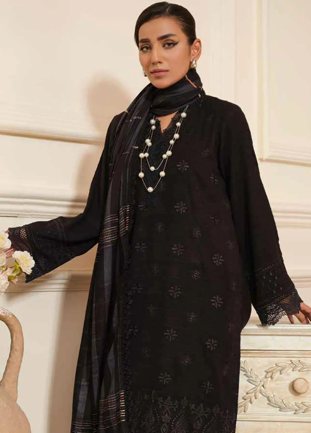 Tehzeeb By Riaz Arts Embroidered Leather Peach Suit Unstitched 3 Piece RA24TW TL-269 - Winter Collection