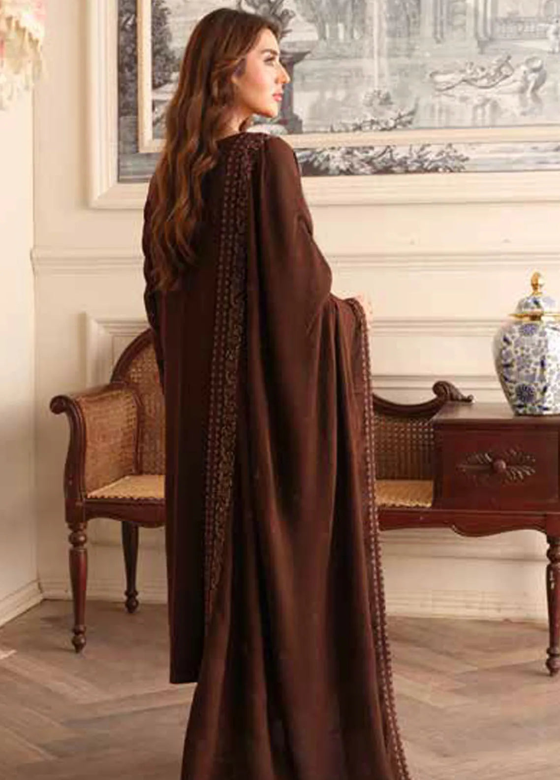 Tehzeeb By Riaz Arts Embroidered Leather Peach Suit Unstitched 3