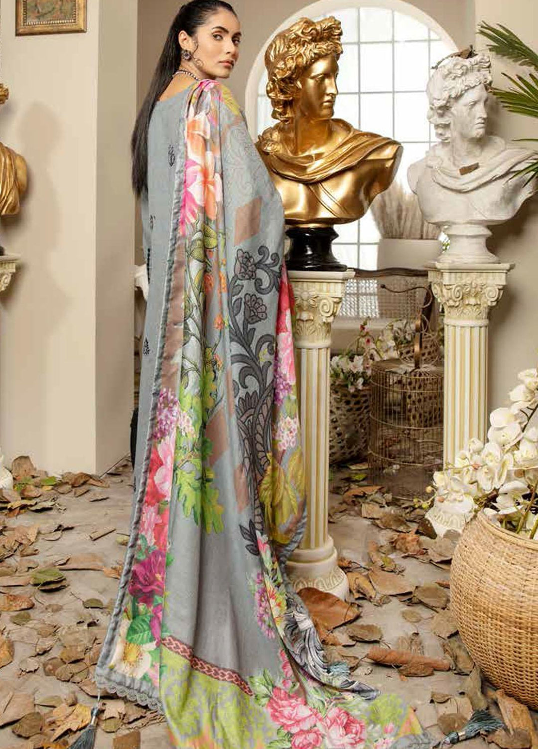 Tehzeeb by Riaz Arts Embroidered Leather Peach Suits Unstitched 3 Piece RA21TL-2 LP-17 - Winter Collection