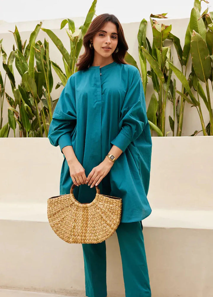 The Girl Store Pret Solid Linen 2 Piece Suit Aqua Lake