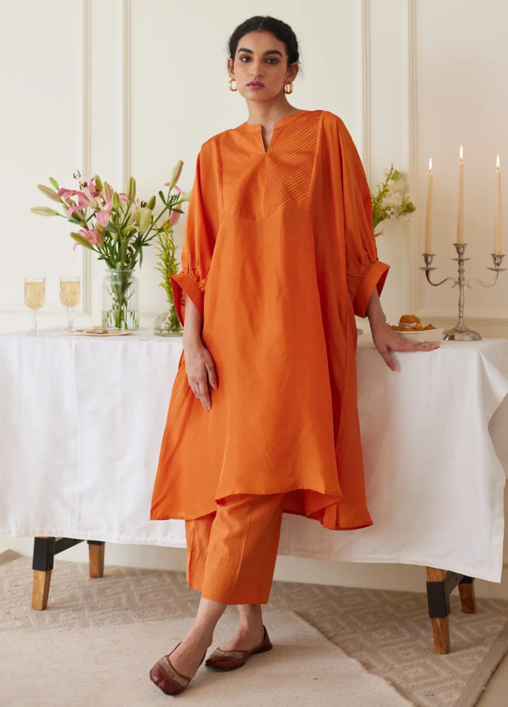 The Girl Store Pret Casual Khaddar 2 Piece Suit Tangerine