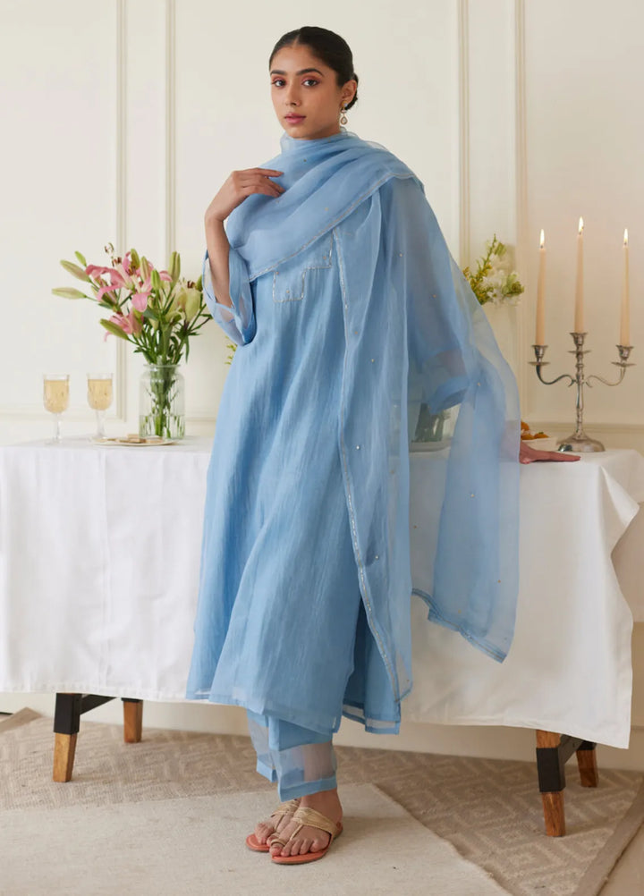 The Girl Store Pret Casual Khaddar 3 Piece Suit Maya Blue