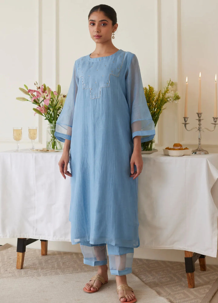 The Girl Store Pret Casual Khaddar 3 Piece Suit Maya Blue