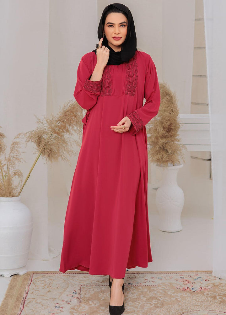 The Great Master (TGM)  Korean Nida Front Closed Abaya Jasper Red