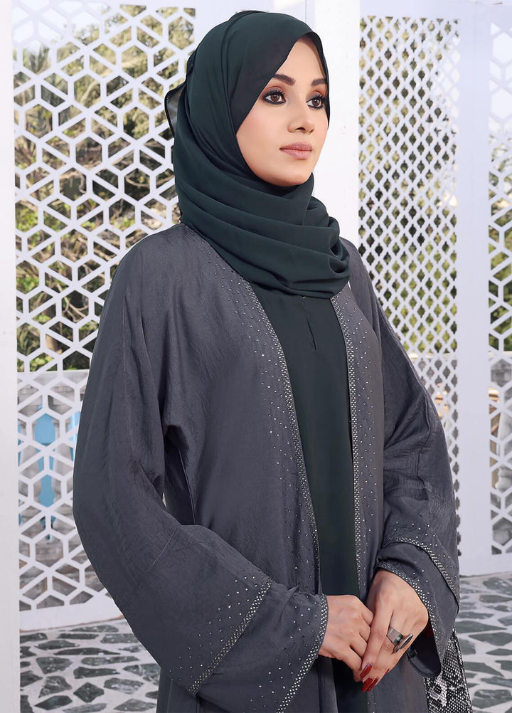 The Great Master (TGM)  Hareer Coat Style Abaya Diamond Grey