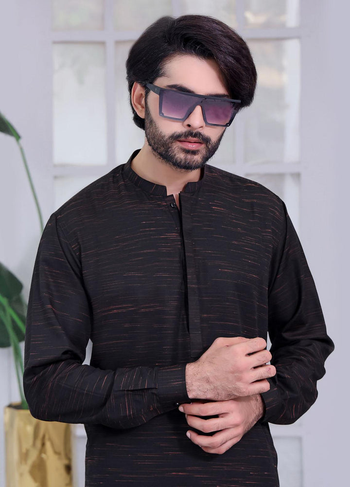 The Great Master (TGM) Wash N Wear Festive Kameez Shalwar with Waistcoat for Men -  Black Chaser