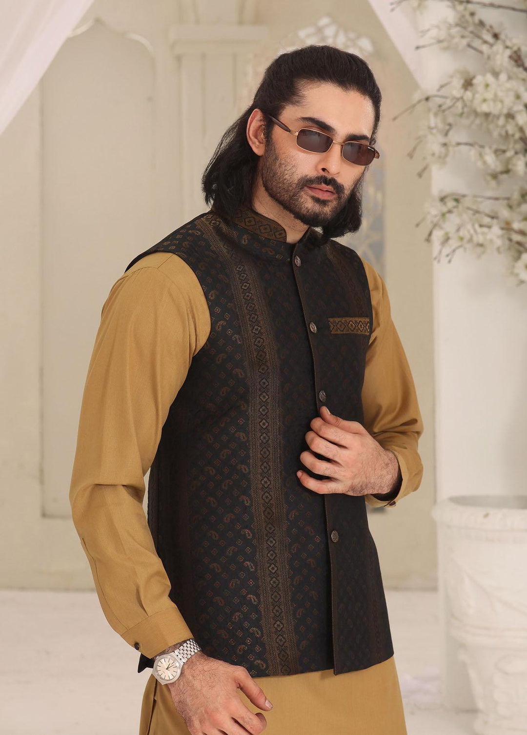 The Great Master (TGM) Jamawar Formal Men 3 Piece Suit -  Mossy Mocha