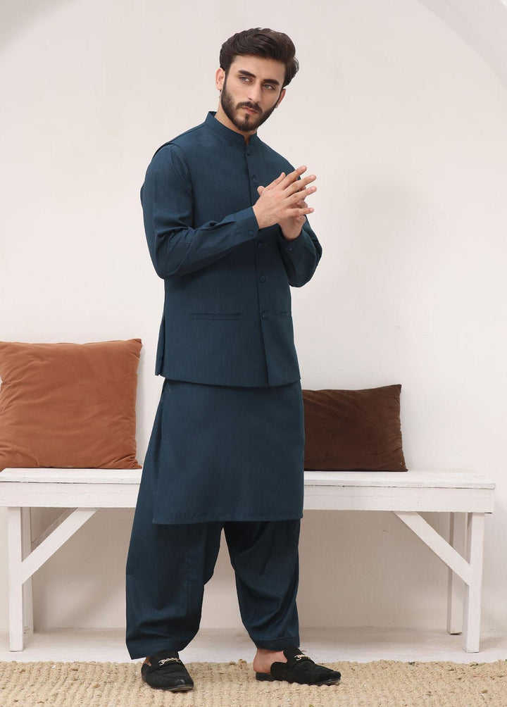 The Great Master (TGM) Blended Formal 3 Piece Suit for Men -  Teal Lagoon