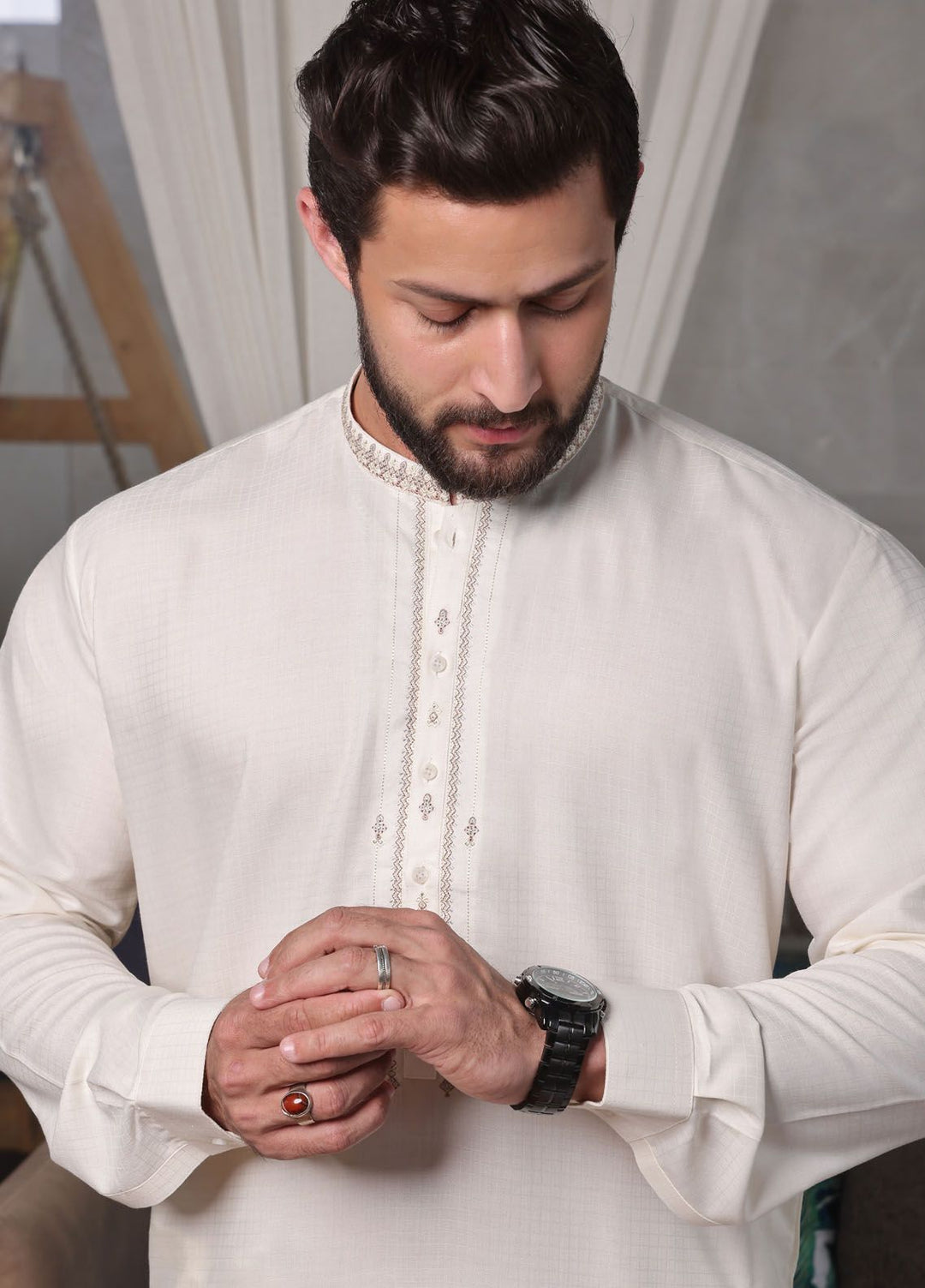 The Great Master (TGM) Blended Formal Men Kameez Shalwar Icefall