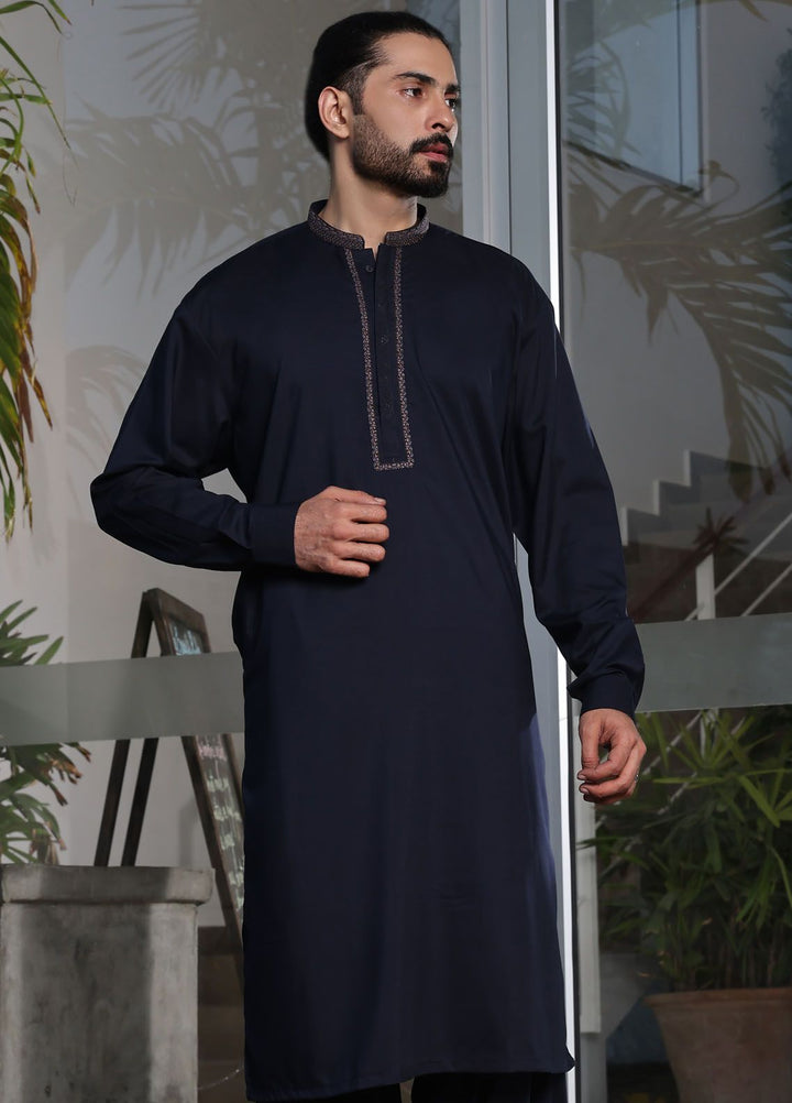 The Great Master (TGM) Blended Formal Men Kameez Shalwar Navy Nightfall