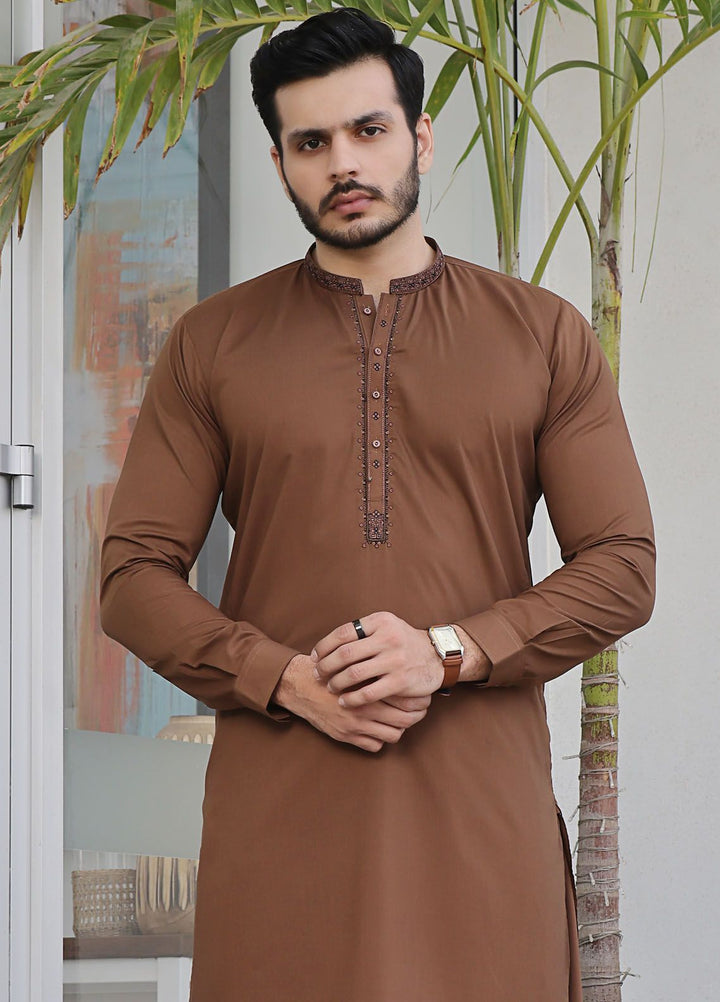 The Great Master (TGM) Blended Formal Men Kameez Shalwar Tan Temptation