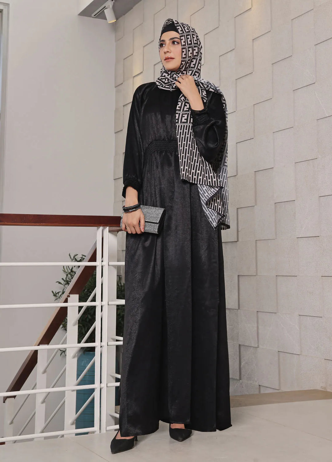 The Great Master (TGM)  Georgette Front Open Style Abaya Aiza