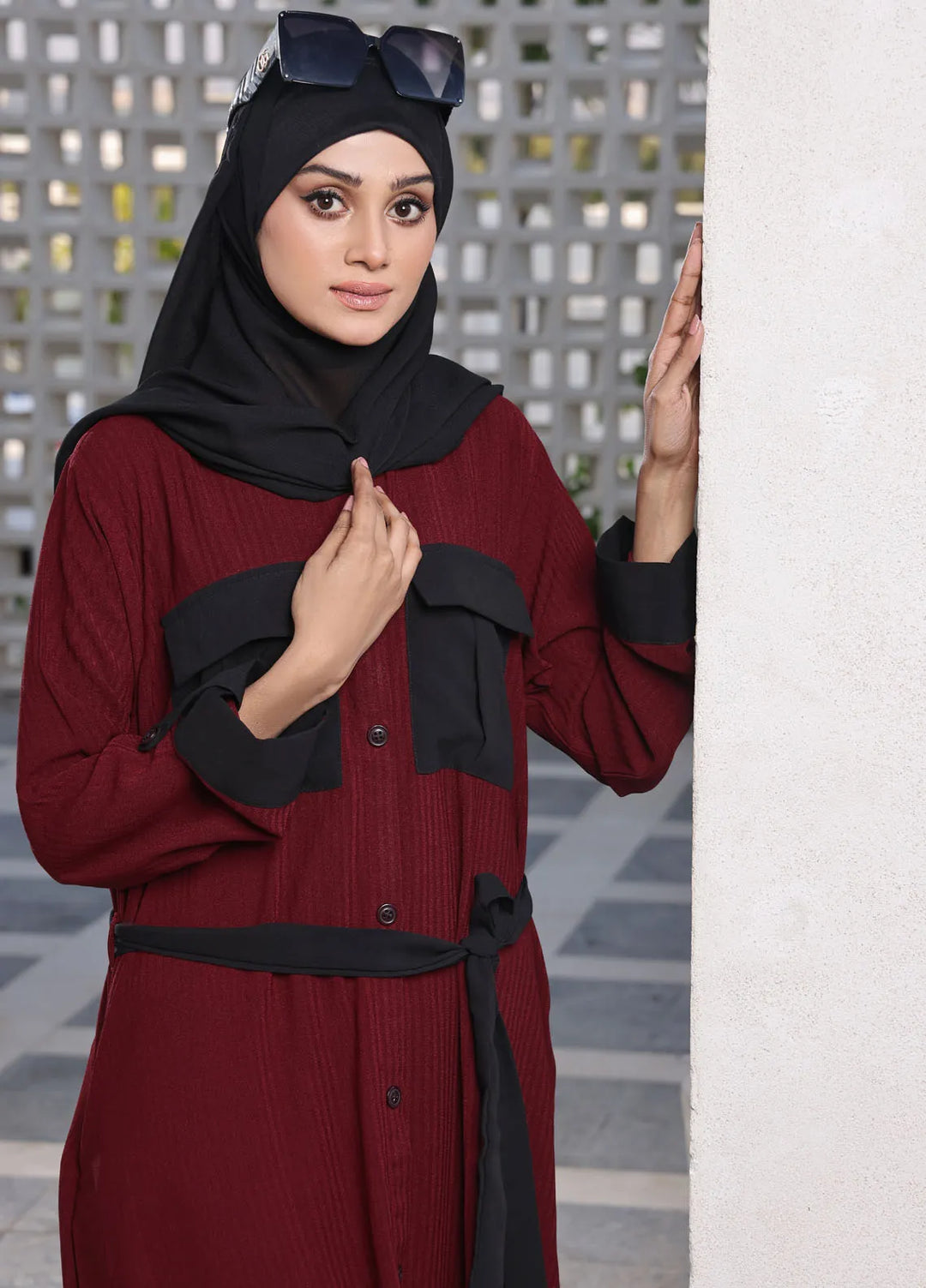 The Great Master (TGM)  Georgette Front Open Style Abaya Heer
