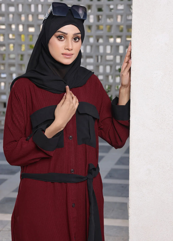 The Great Master (TGM)  Georgette Front Open Style Abaya Heer