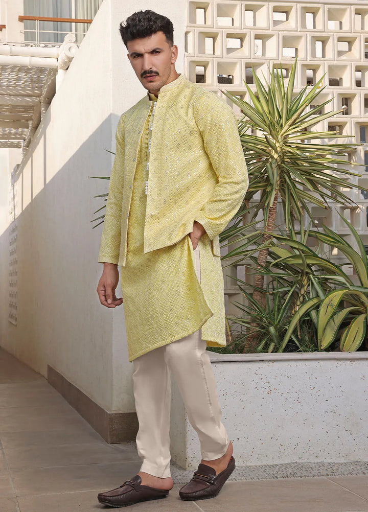 The Great Master (TGM) Paper Cotton Formal Men 3 Piece Suit -  Lemon Delight