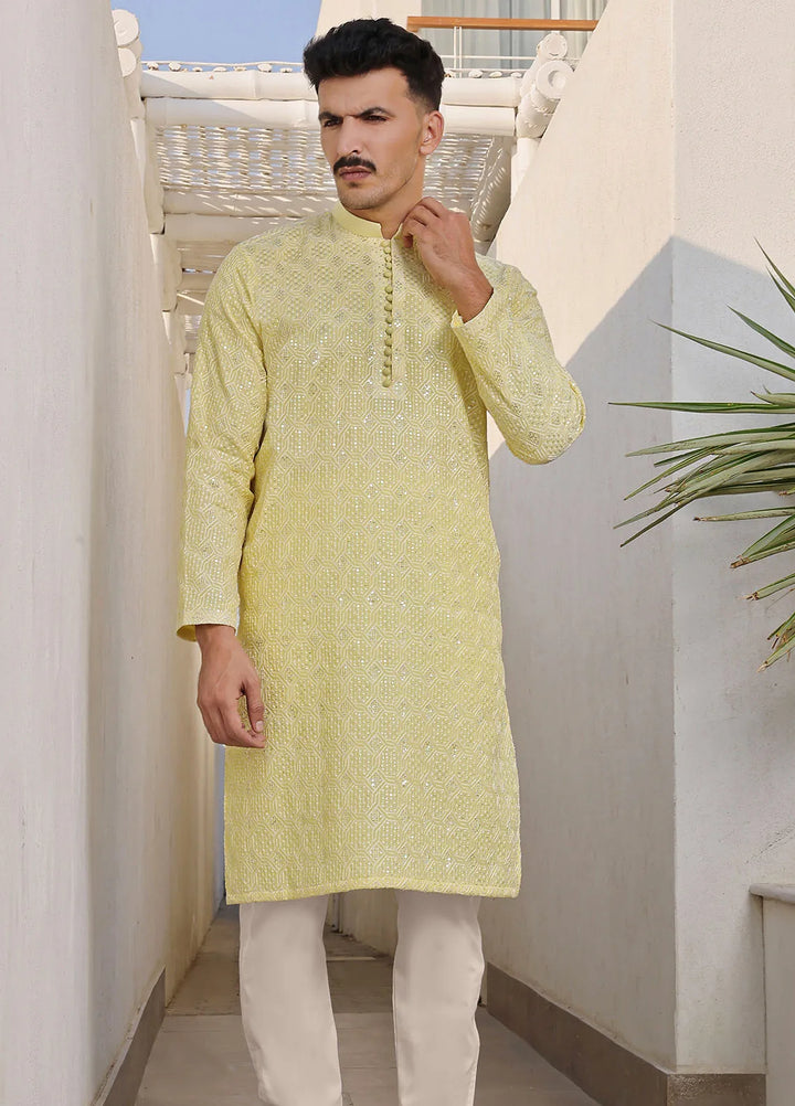 The Great Master (TGM) Paper Cotton Formal Men 3 Piece Suit -  Lemon Delight