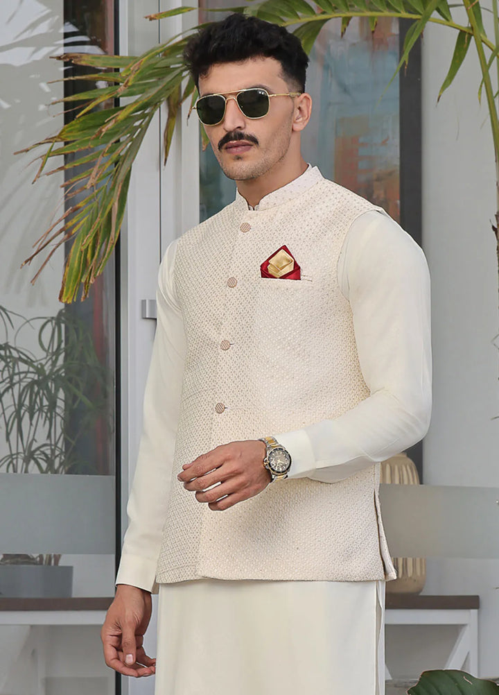 The Great Master (TGM) Raw Silk Formal Men Waistcoat - FrostBloom