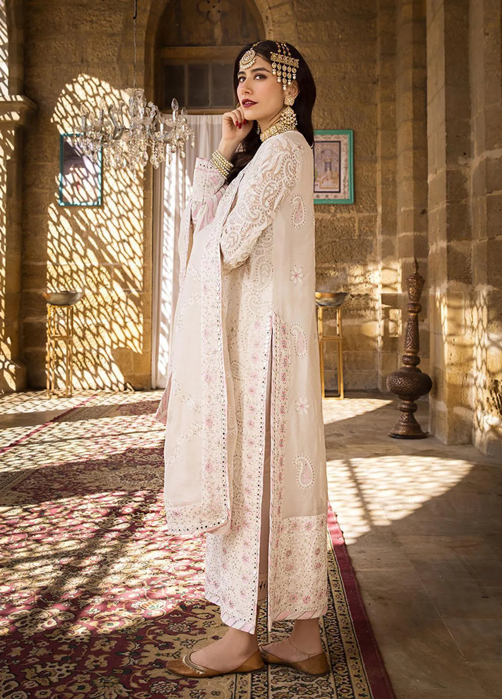 The Mughal Queen by Asim Jofa Embroidered Cotton Unstitched Suit 3 Piece AJ23MQ AJMQ-02 - Eid Collection