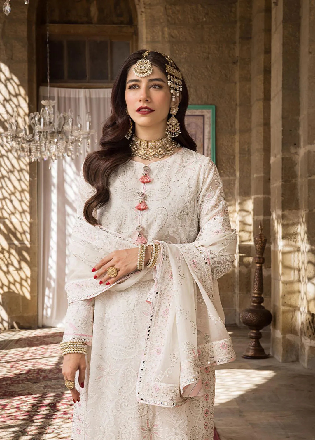 The Mughal Queen by Asim Jofa Embroidered Cotton Unstitched Suit 3 Piece AJ23MQ AJMQ-02 - Eid Collection