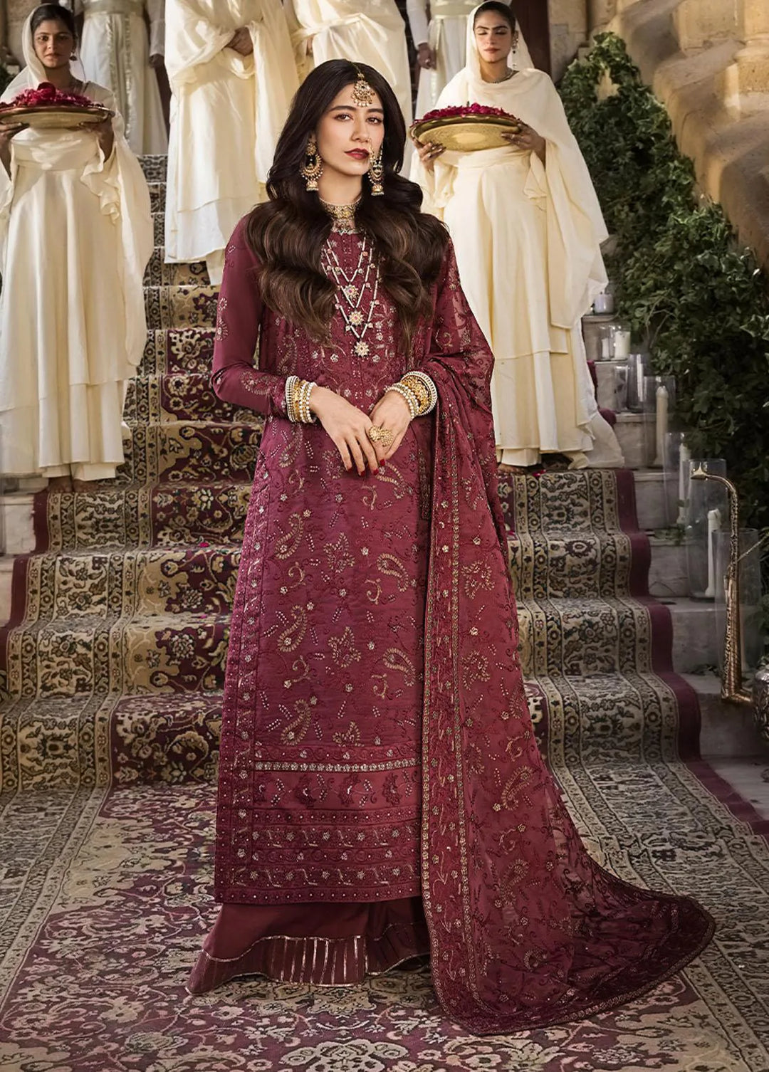 The Mughal Queen by Asim Jofa Embroidered Cotton Unstitched Suit 3 Piece AJ23MQ AJMQ-03 - Eid Collection