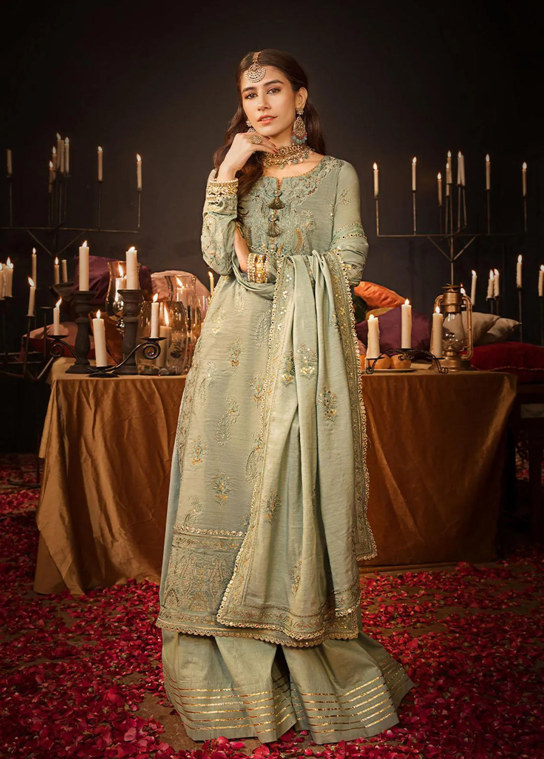 The Mughal Queen by Asim Jofa Embroidered Cotton Unstitched Suit 3 Piece AJ23MQ AJMQ-09 - Eid Collection