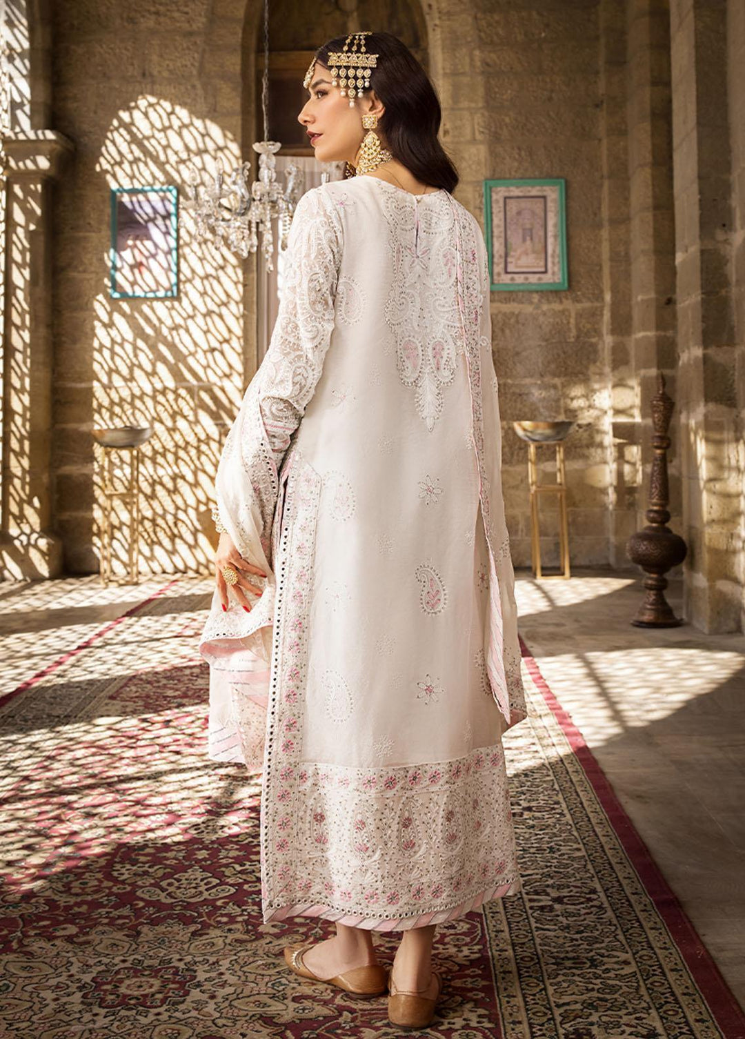 The Mughal Queen by Asim Jofa Embroidered Cotton Suits Unstitched 3 Piece AJ23MQ AJMQ-02 - Eid Collection