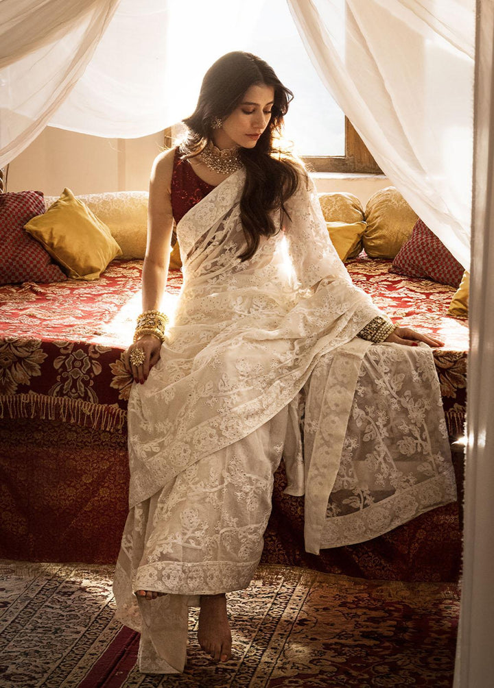 The Mughal Queen by Asim Jofa Embroidered Cotton Unstitched Saree AJ23MQ AJMQ-05 - Eid Collection