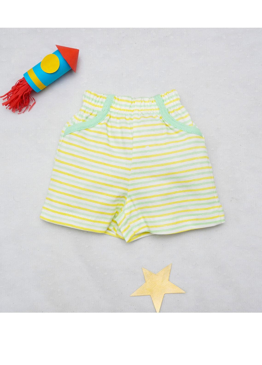 The Nest Cotton Fancy Shorts for Kids -  THRILL IN SPACE STRIPE SHORTS