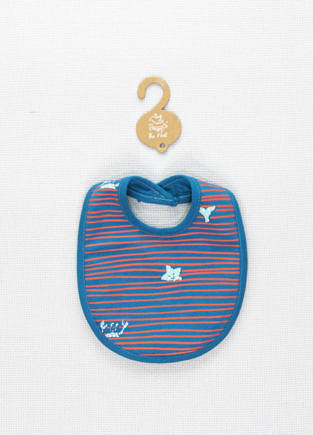 The Nest  Cotton BIB 1 Piece Baby Wavy Stripe Blue Bib - Kids Clothing