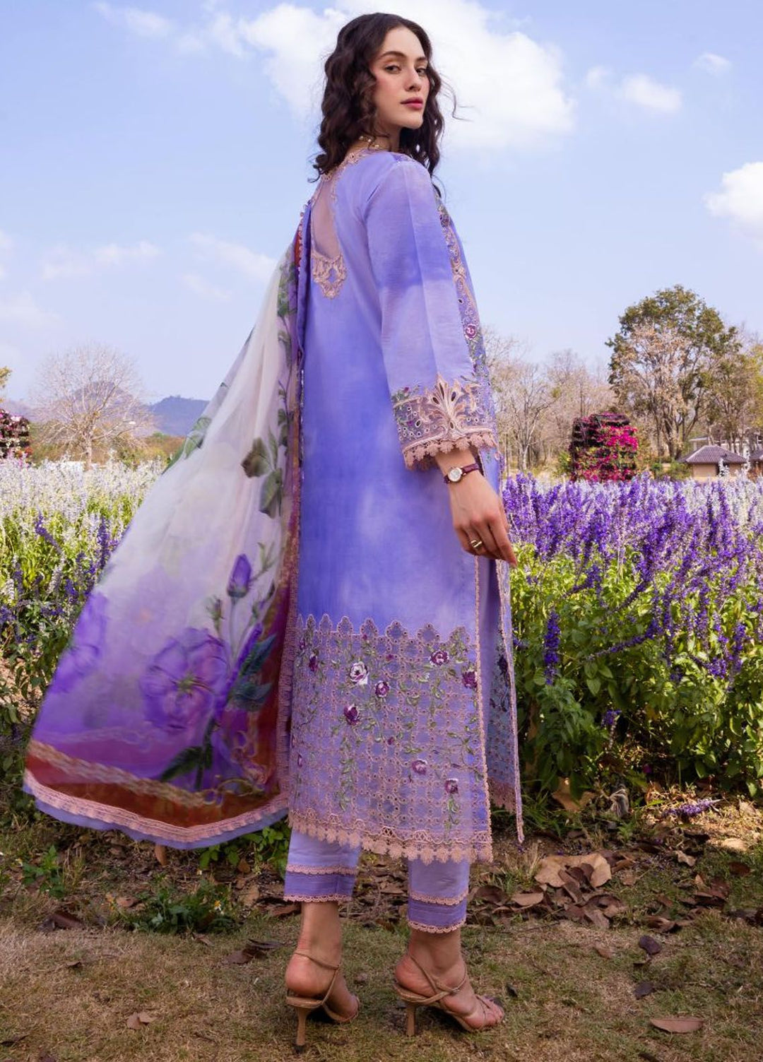 The Secret Garden by Mushq Embroidered Lawn Suits Unstitched 3 Piece MQ24SG D-5A Purple Emperor - Summer Collection