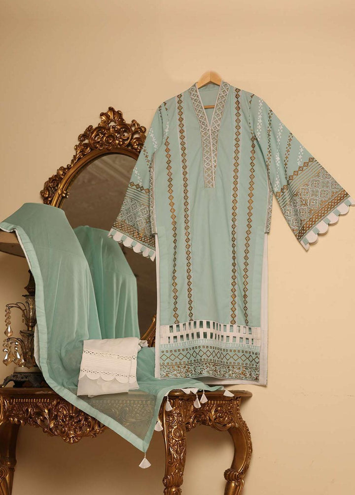 The Woven Palace Casual Pret  Cotton 3 Piece TWP-B001 BLUETH