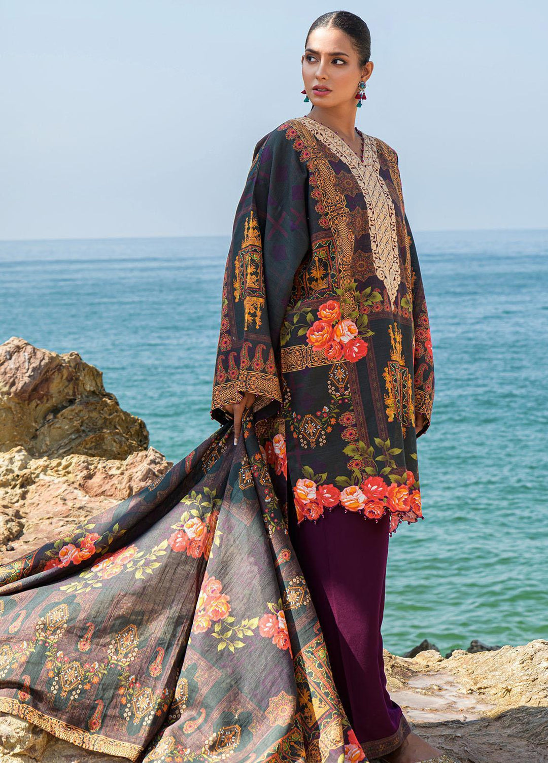 The Woven Palace Embroidered Khaddar Suits Unstitched 3 Piece TWP22K WPK22UN-BL004 VERENA - Winter Collection