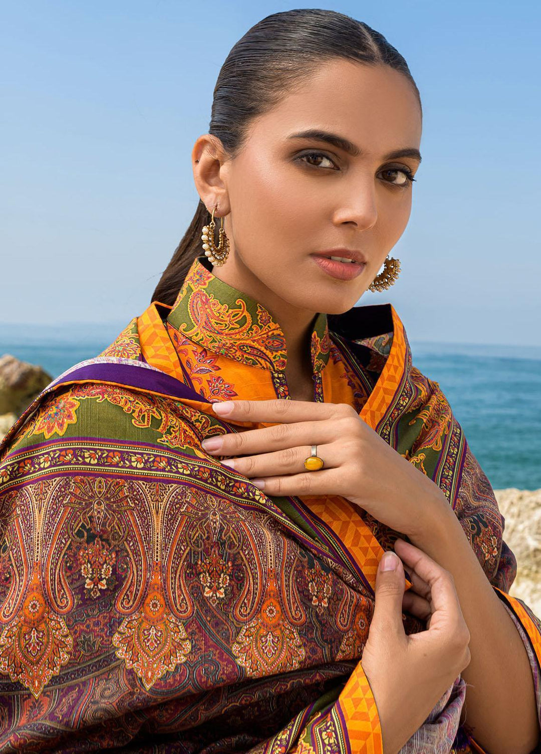 The Woven Palace Embroidered Khaddar Suits Unstitched 3 Piece TWP22K WPK22UN-OR005 THEA - Winter Collection