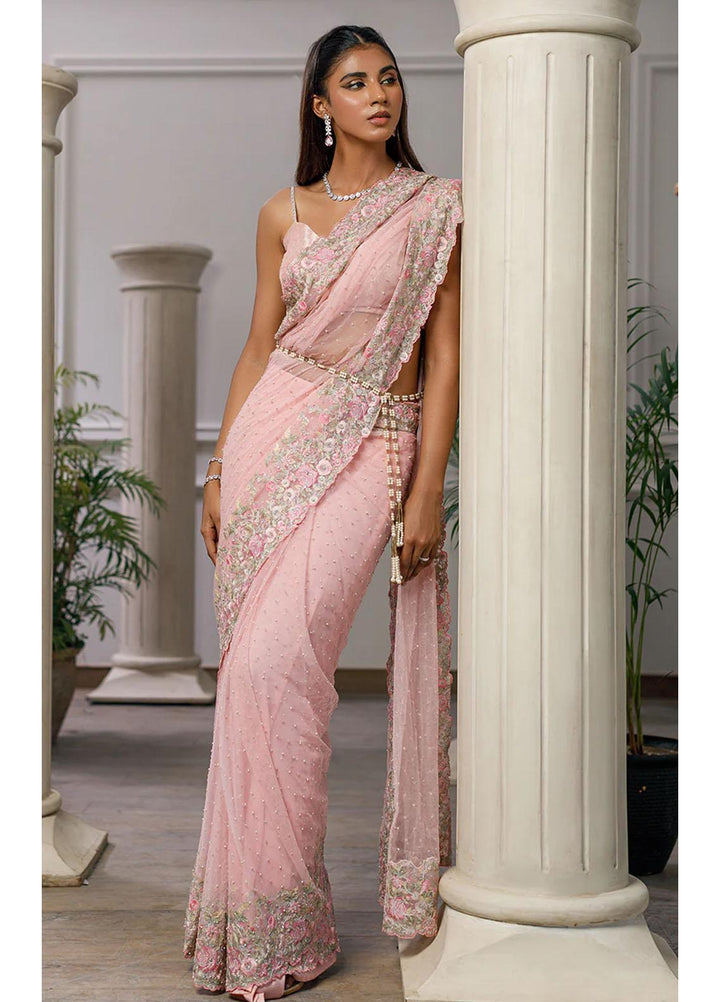 Threads & Motifs Luxury Pret  Net Saree 8170