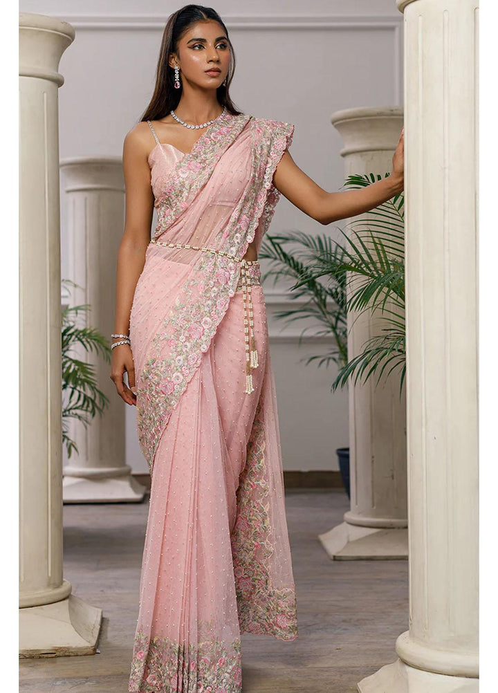 Threads & Motifs Luxury Pret  Net Saree 8170
