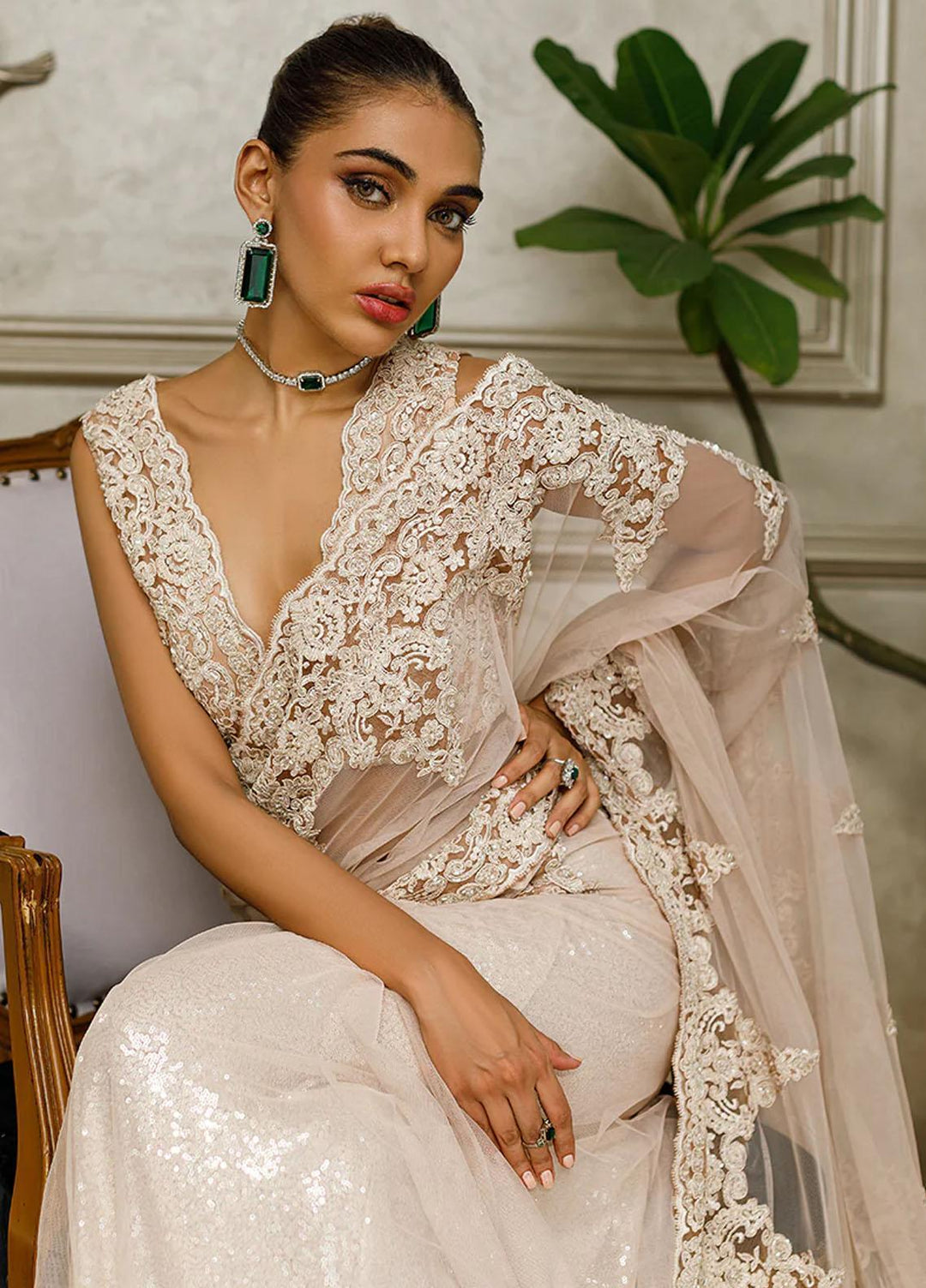 Threads & Motifs Pret Formal Wear Net Saree 8658