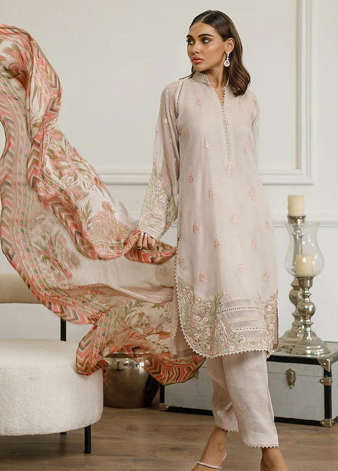 Threads & Motifs Pret Embroidered Cotton Net 2 Piece Suit 8324