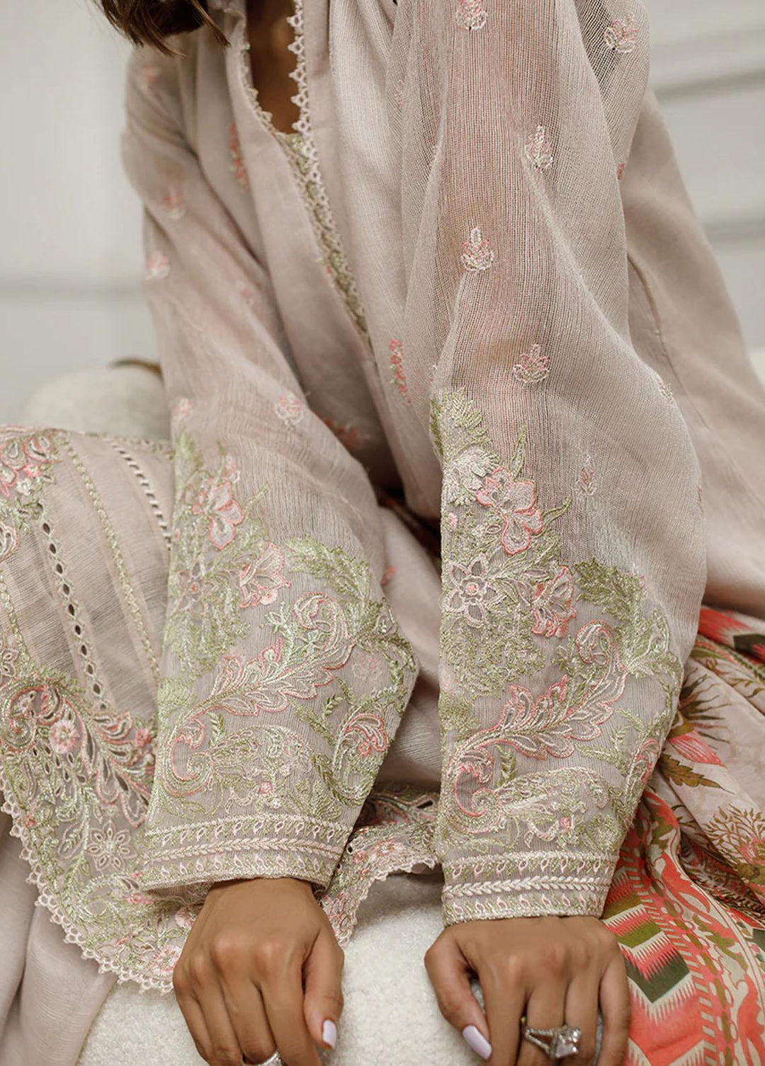 Threads & Motifs Pret Embroidered Cotton Net 2 Piece Suit 8324