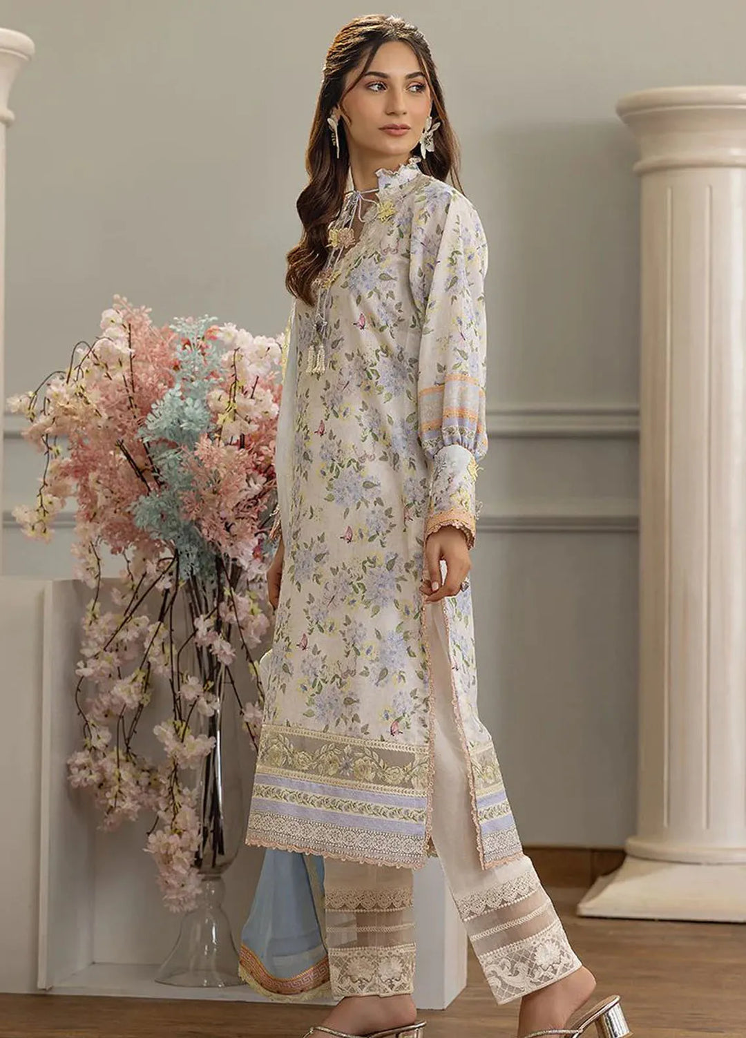 Threads And Motifs Pret Embroidered Net 3 Piece Suit 8859