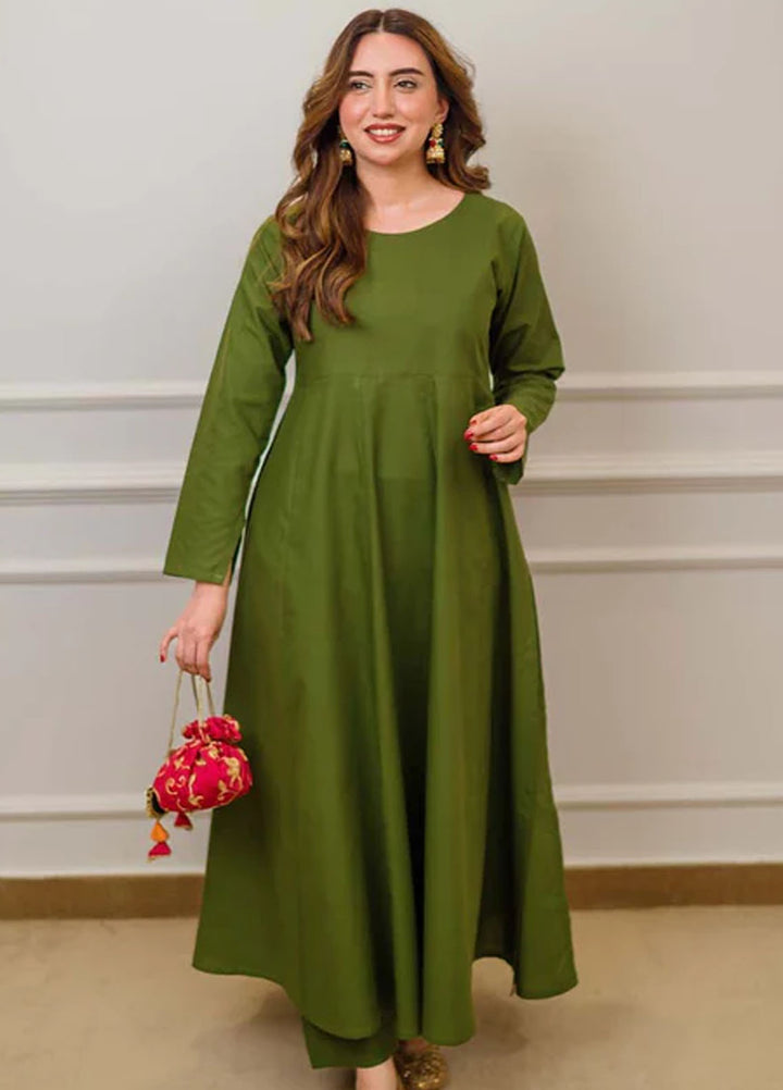 TNG Pret Plain Blended Cotton 2 Piece Suit Nyra Green