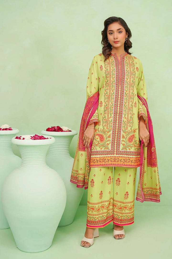 Ochre Women RTW Lawn 2 Piece Suit Lime Green Poly Lawn Digital Printed 2 Pc Suit - Festive Collection