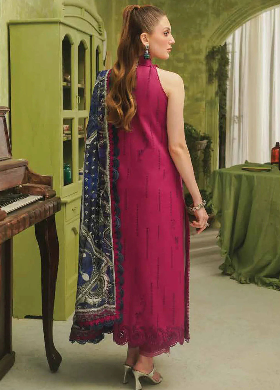 Tresor by Zarqash Embroidered Lawn Suit Unstitched 3 Piece ZRQ24T ZQT-0012 Rosa - Luxury Collection