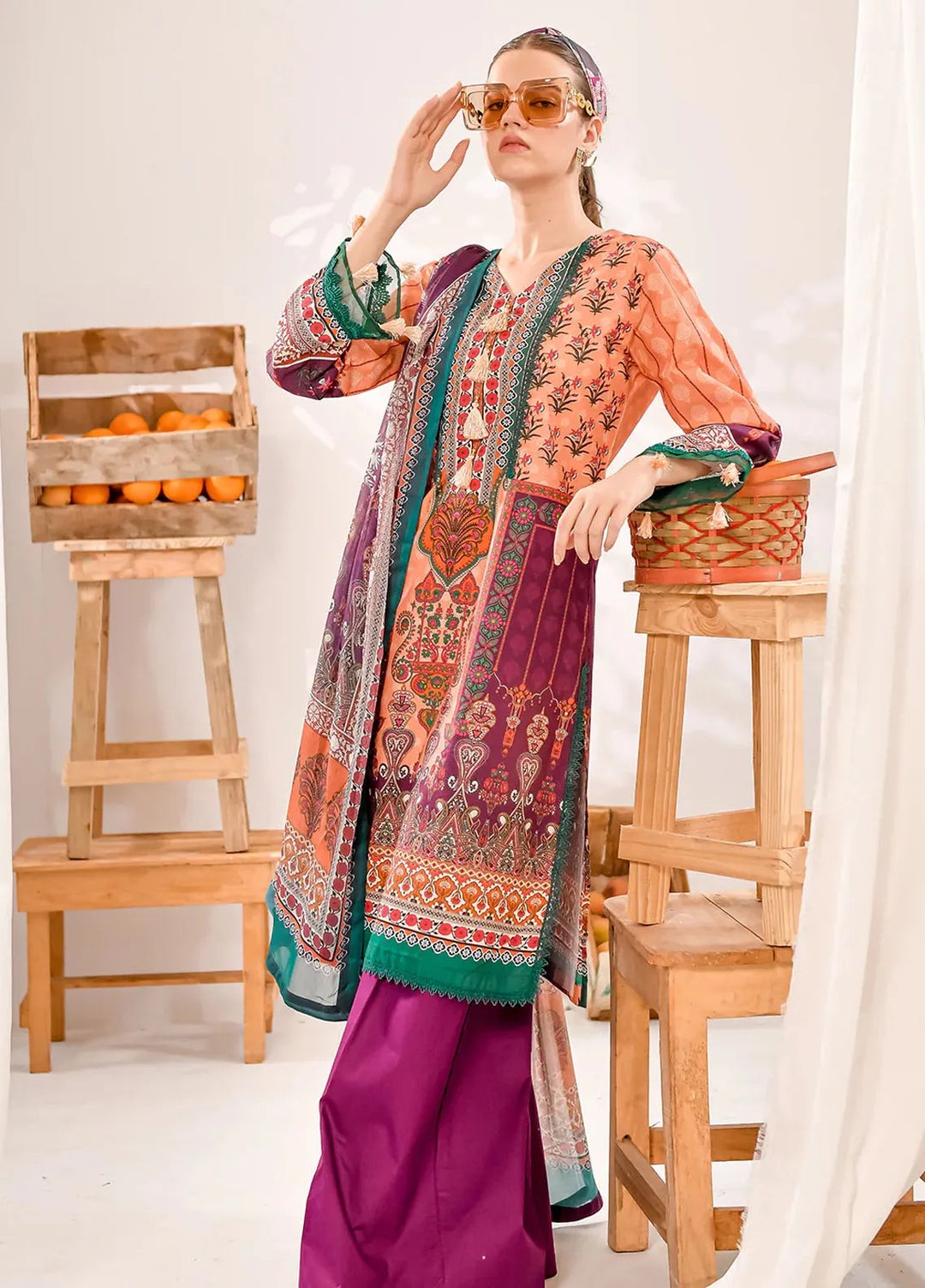 Tropicana By Fiona Printed Lawn Suit Unstitched 2 Piece FO24T Stron - Summer Collection