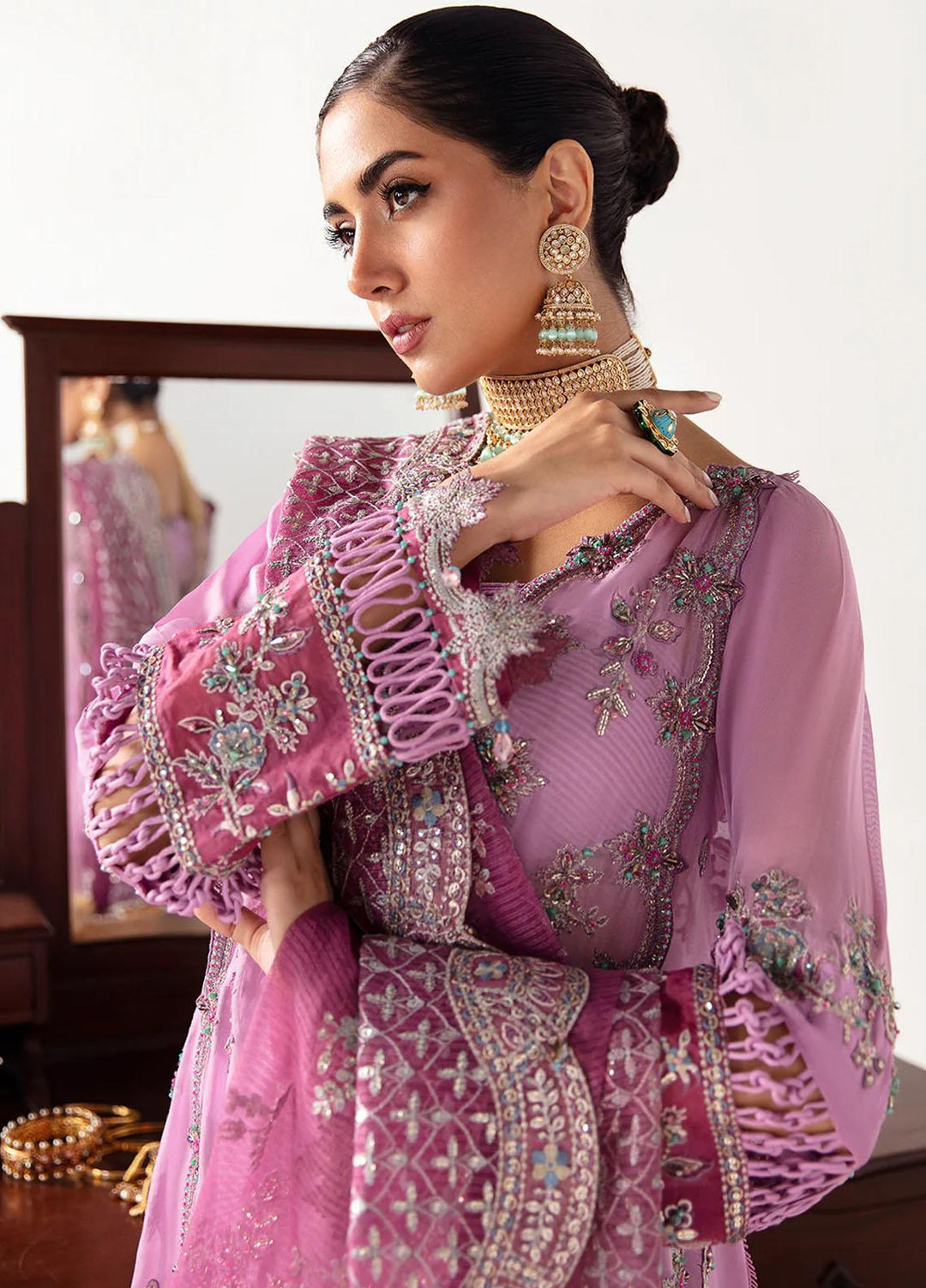 Unkahi Baaten By Jamnii Embroidered Chiffon Suits Unstitched 3 Piece JMN23UB Ruya - Festive Collection