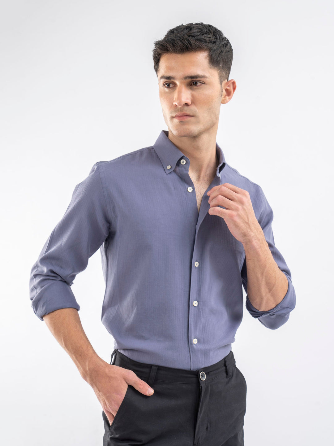 Brumano Ready To Wear Shirts Men 1 Piece Cotton Steel Blue Light Weight Button Down Shirt 0-31-025-4232 - Summer Collection